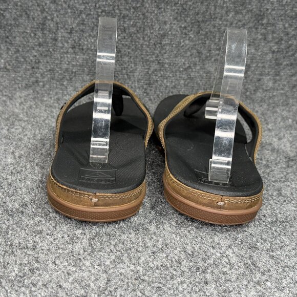 Reef Cushion Lux Sandals Men's 10 Brown Leather Comfort Casual Thong Flip Flops - Picture 5 of 9